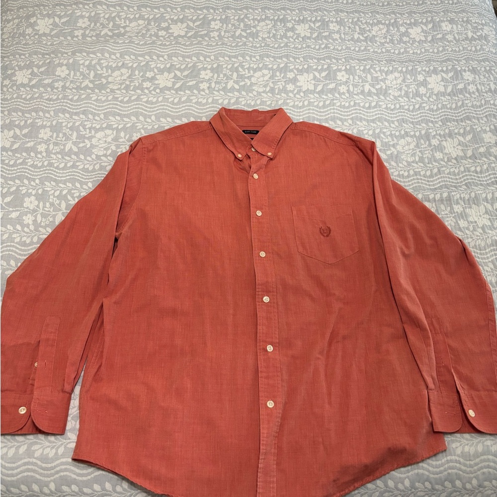 Chaps Brown Casual Button Down Shirt Long Sleeve